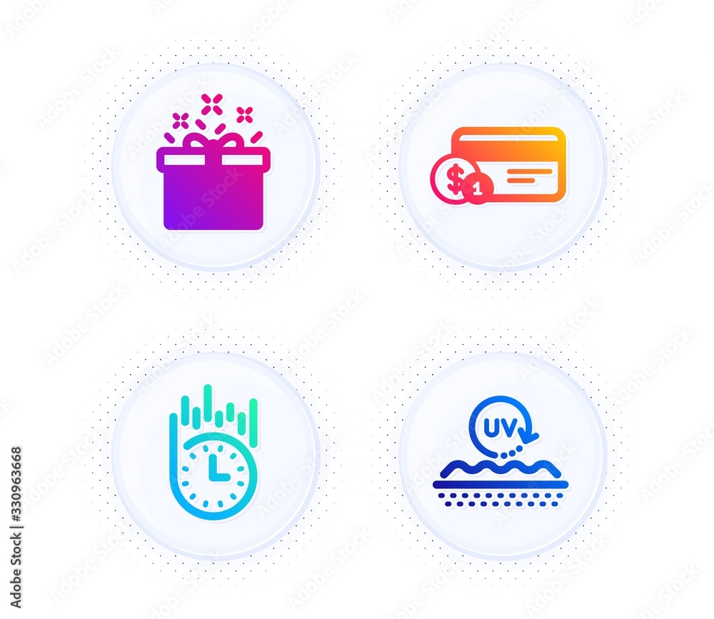 Poster special offer, payment method and fast delivery icons simple set. button with halftone dots. uv prot