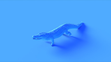 Blue Walking Crocodile Quarter Quarter Left View 3d illustration 3d render	