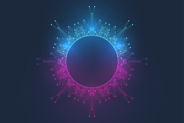 Big Genomic Data Visualization. DNA helix, DNA strand, DNA Test. CRISPR CAS9 - Genetic engineering. Molecule or atom, neurons. Abstract structure for Science or medical background, banner. Wave flow.