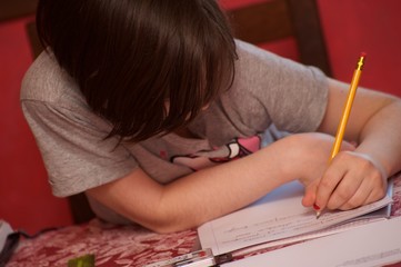 Adolescente con sindrome di asperger che fa i compiti
