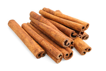 Cinnamon sticks isolated on white background with clipping path.