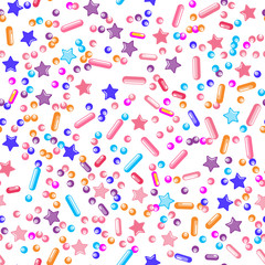 Sprinkle Cupcake Donut Topping. Seamless Pattern 