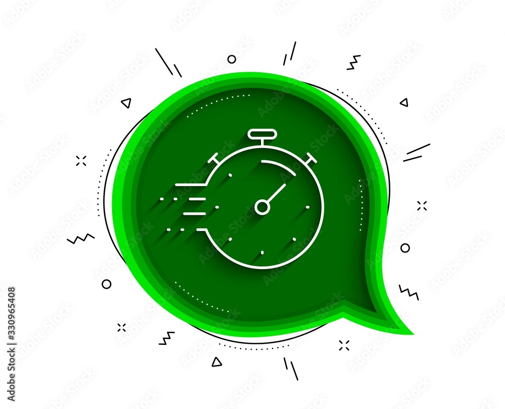 Poster timer line icon. chat bubble with shadow. time management sign. stopwatch symbol. thin line timer ic