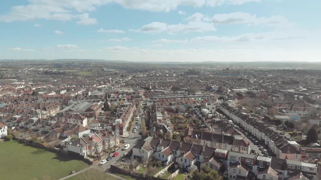 Drone footage of city of Bristol, England