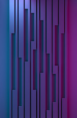 blue-pink background with metal vertical stripes