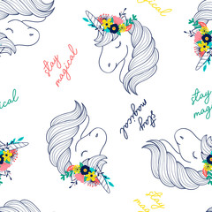 Sweet unicorn seamless pattern illustration vector for print design. © miniwhale