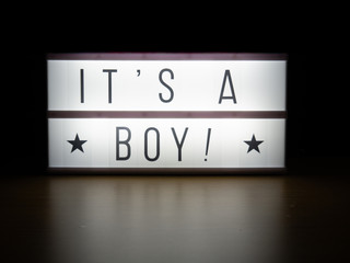 LED light box it's a boy baby shower celebration message board