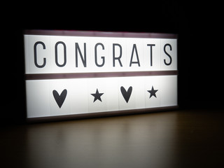 LED light box congrats congratulations sign