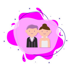 Family, married cartoon liquid bacdge icon. Simple color vector of family icons for ui and ux, website or mobile application