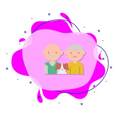 Grandparents, dog cartoon liquid bacdge icon. Simple color vector of family icons for ui and ux, website or mobile application