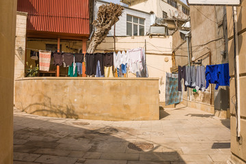 Old, ancient streets of the Central historical part of the city of Baku, Republic of Azerbaijan. The Central part is a UNESCO world heritage site .