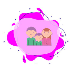 Mother, father, son cartoon liquid bacdge icon. Simple color vector of family icons for ui and ux, website or mobile application