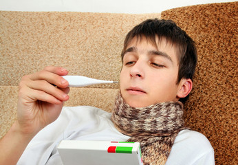 Sick Man with a Thermometer