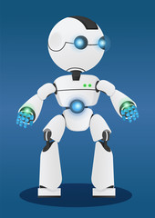 Smart robot, mechanical artificial agent. Innovation like autonomous machine capable to make decisions by itself. Cyber interface of android. Vector illustration of modern technologies in flat style