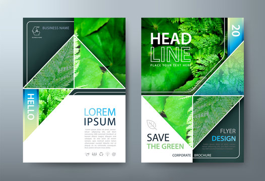 Annual report brochure flyer design, Leaflet presentation, book cover templates, layout in A4 size. Save the green image. vector.