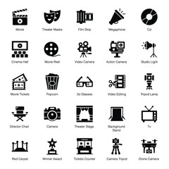 Cinematography and Photography Solid  Icons Pack 