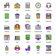 Office and Workplace Flat Icons Pack 