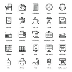Office and Workplace Line Icons Pack 