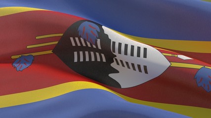 Waving flags of the world - flag of Eswatini. 3D illustration.