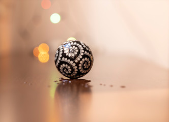 Wet decoration balls, with blurred lights background