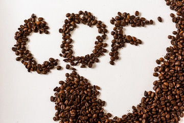 Coffee beans on a white background / Background