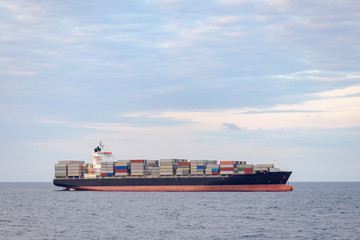 cargo container ship on anchorage