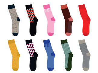 Colorful socks set. vector illustration 