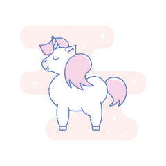 Isolated unicorn in linear style.