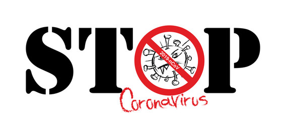 Coronavirus Icon with Red Prohibit Sign, 2019-nCoV Novel Coronavirus Bacteria
