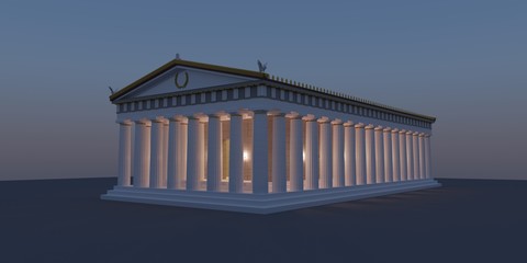 Fototapeta premium Parthenon, ancient greek temple, visualization, 3D illustration