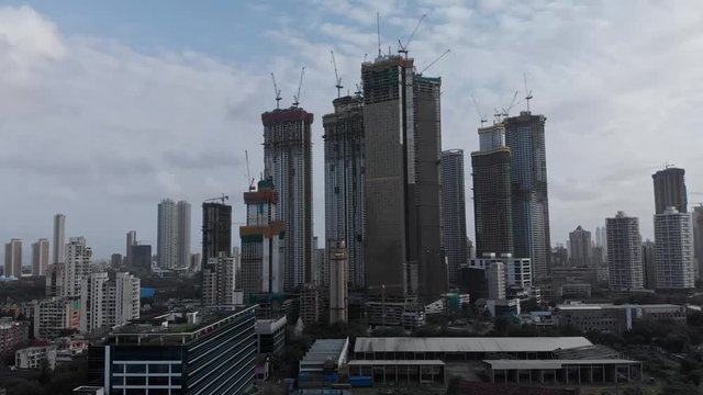 Urban Jungle, Tall towers of Mumbai, Cloudy arial View, 4k
