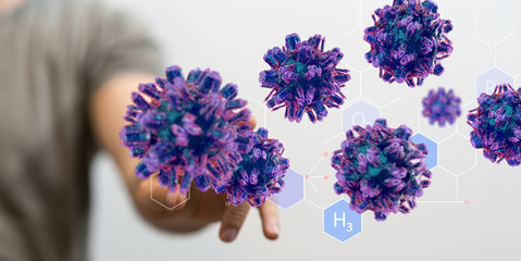 mikro digital epidemic corona virus nCoV , Novel Coronavirus 19-NCP. nCoV denoted is...