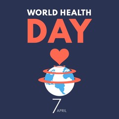International world health day greeting card design template consisting earth illustration. Heal the world vector illustration.