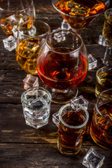 Selection of hard strong alcoholic drinks