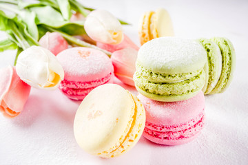 Bright colorful macarons