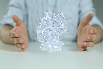 germany map digital in hand 3d