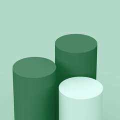 3d Olive green cylinder podium minimal studio background. Abstract 3d geometric shape object illustration render. Display for cosmetic fashion and food natural product.