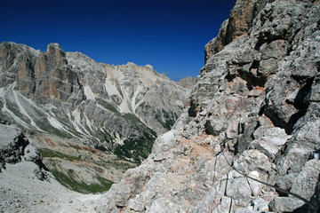 In the wall of Tofana di Rozes is a mountain of the Dolomites in the Province of Belluno, Veneto, Italy