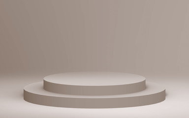 3d brown cream cylinder podium minimal studio background. Abstract 3d geometric shape object illustration render. Display for cosmetic perfume fashion product.