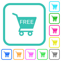 Free shopping cart vivid colored flat icons