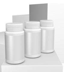  Realistic 3D Bottle Mock Up Template on White Background.3D Rendering 