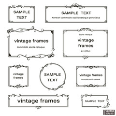 Set of vintage frames isolated on white background