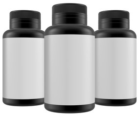  Realistic 3D Bottle Mock Up Template on White Background.3D Rendering 
