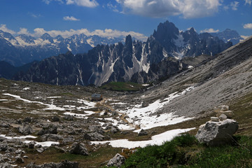 Lanscape of Sexten Dolomites near Tre Cime di Lavaredo, Dolomites, Italy
