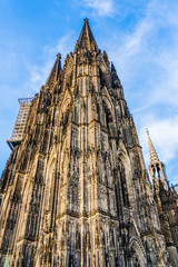 Tower of the gothic cathedral od Cologne a UNESCO world heritage site in Cologne, North Rhine Westphalia, Germany