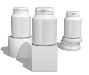  Realistic 3D Bottle Mock Up Template on White Background.3D Rendering 