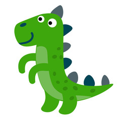 Cute dinosaur in flat style isolated on white background. Vector illustration. 