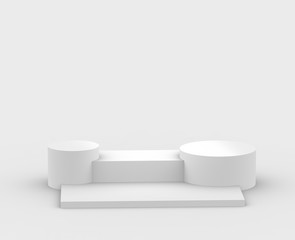3d white gray  podium minimal studio background. Abstract 3d geometric shape object illustration render. Display for cosmetics and beauty fashion product.