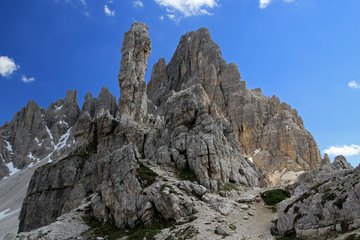 Mount Paterno peak in Dolomites, Italy
