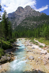 Obraz premium The Fanes waterfalls, Cascate di Fanes, Dolomites, Italy